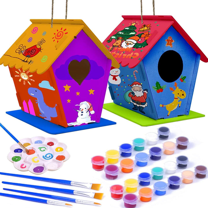 4 Pack Bird House Crafts for Kids Ages 5-8 8-12, Buildable DIY Birdhouse Kit for Children to Build, 3+ Summer Arts and Craft Projects with Paint, Boy Girl Gift Christmas