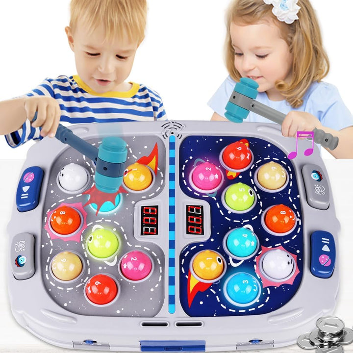 Whack Game Mole for Toddlers, Toys for 3-12 Year Old Boys and Girls, Pounding Game for Kids,Gifts for 3 4 5 6+ Year Old Boys, Interactive Educational Toy with Sound and Light,Pk Mode with 2 Hammers