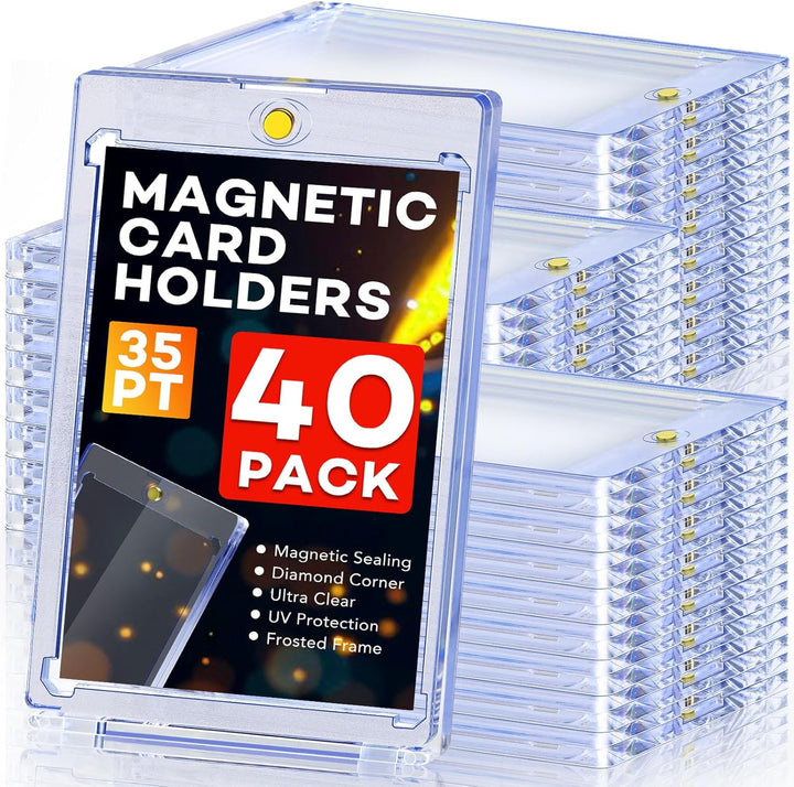 20Ct Magnetic Card Holders, 35Pt One Touch Card Holder, U-V Protection Hard Plastic Case for Trading Cards, Display Case for Sports, Baseball, Football, Game Cards