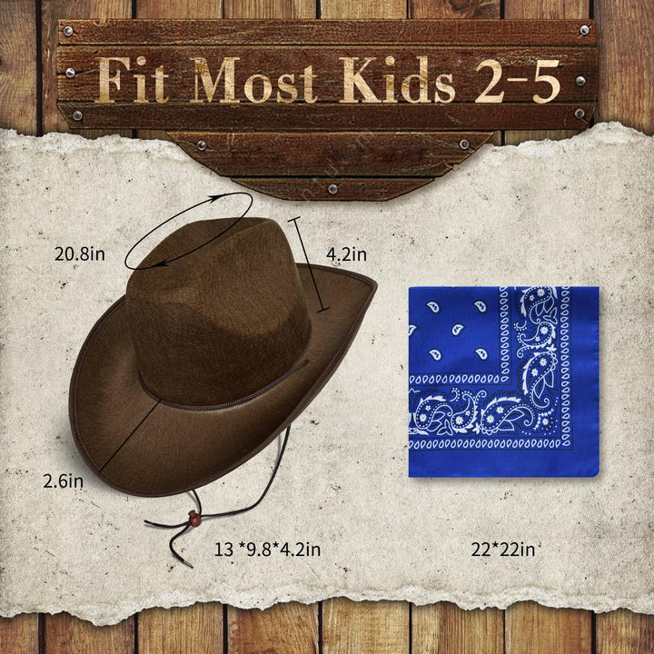 Toddler Cowboy Hat and Blue Bandana for Age 2-5