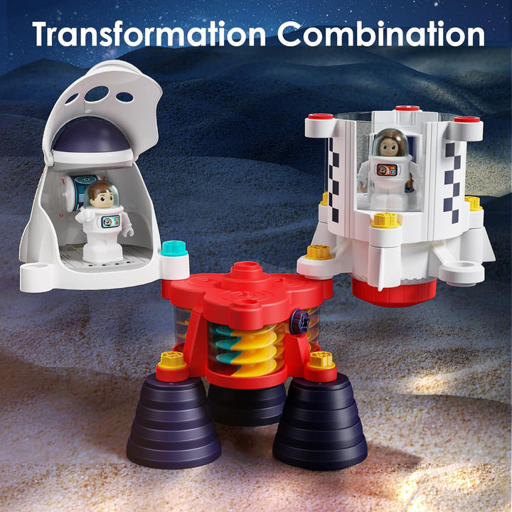 Rocket Space Toys, Kids Spaceship Playset W/Space Shuttle, 2 Astronauts, Educational STEM Take Apart Outer Space Adventure W/Electric Drill, Gift for 3 4 5 6 7 8 Year Old Boy Girl