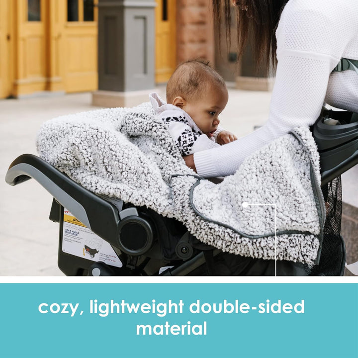 Winter Baby Car Seat Cover - Winter Car Seat Cover for Baby Seat or Stroller - Infant Car Seat Covers with Warm Sherpa Lining - Cuddly Gray