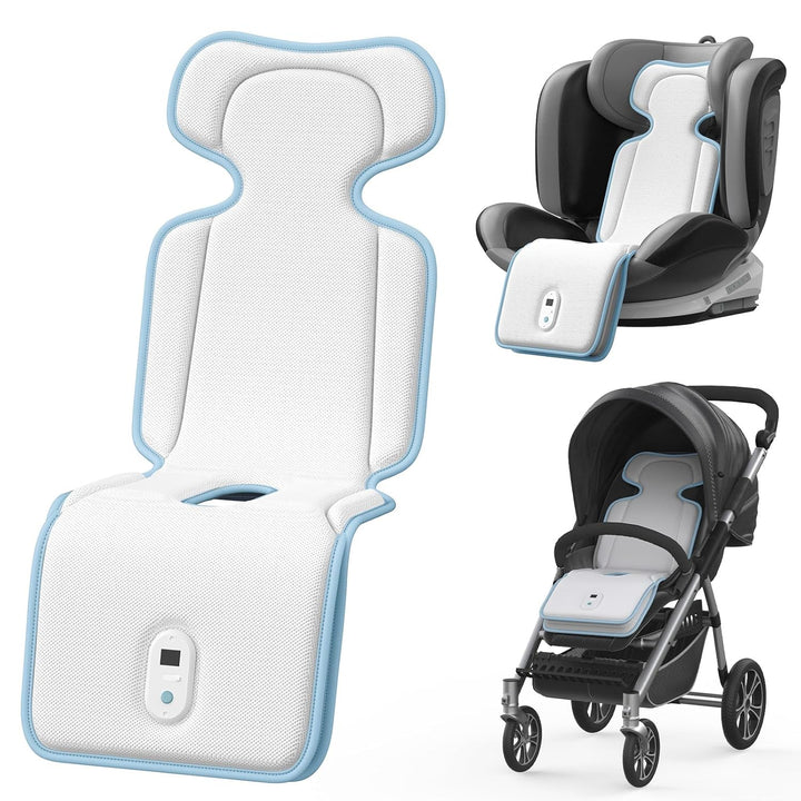 Baby Stroller Cooling Pad, 3D Breathable Carseat Cooling Pad with 2 Built-In Blower, Max 10H Ventilation 3 Speeds 10000Mah Rechargeable Cooling Mat Liner for Toddler Baby Summer Essentials
