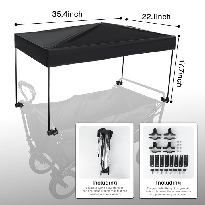 Universal Model Wagon Canopy Cover Garden Push Awning Portable Outdoor Stroller Accessories Awning for Garden Wagon, Shopping, Camping (Suitable for Folded,Gathering Folded Stroller) -56*90Cm