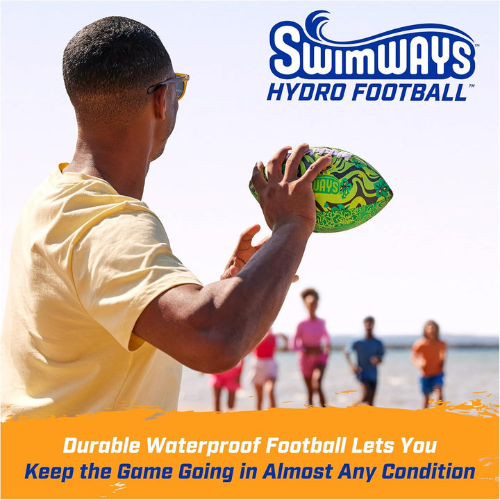 Hydro Waterproof Football, Outdoor Games for Adults and Kids, Swimming Pool Accessories and Pool Party Games,9.25 Inches, Green