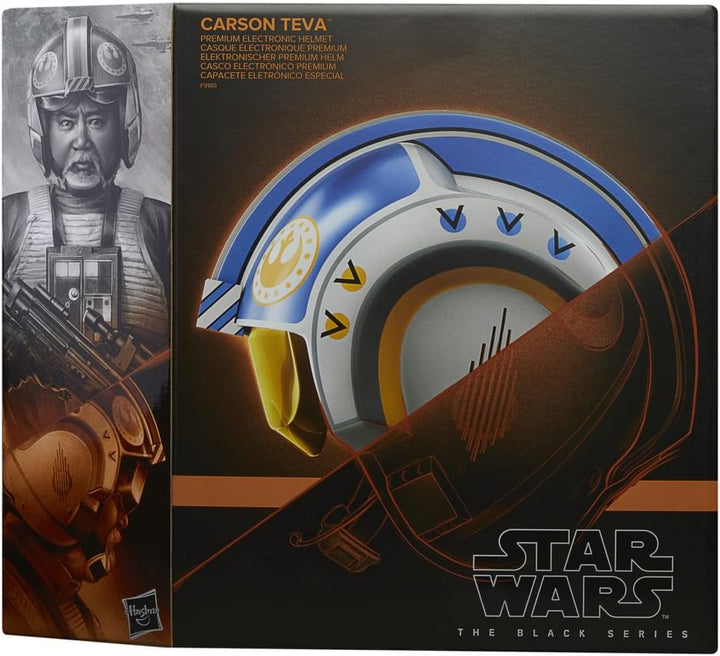 the Black Series Carson Teva Premium Electronic Helmet with Advanced LED and Sound Effects, Ages 14 and Up