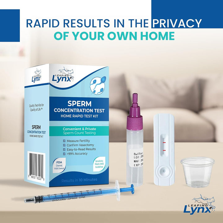 Fertility Test Kit for Men – Sperm Count Home Test Kit for Male Fertility – At-Home Semen Analysis Shows Normal or Low Sperm Count – Fast, Private, Easy to Use - Sperm Check Test Kit