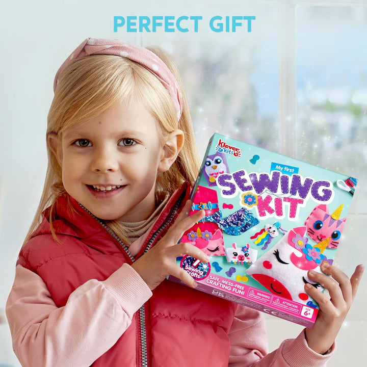 7 Sewing Projects- My First Kids Sewing Kit- Easy DIY Arts and Crafts for Girls, Craft Kits, Birthday Gifts for Kids Aged 6+, Unicorn and Mermaid Pillow