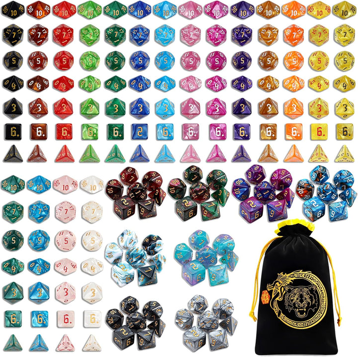 DND Dice Sets - 26 X 7 Polyhedral Dice (182Pcs) with a Large Drawstring Bag Great for Dungeons and Dragons, Role Playing Table Game.