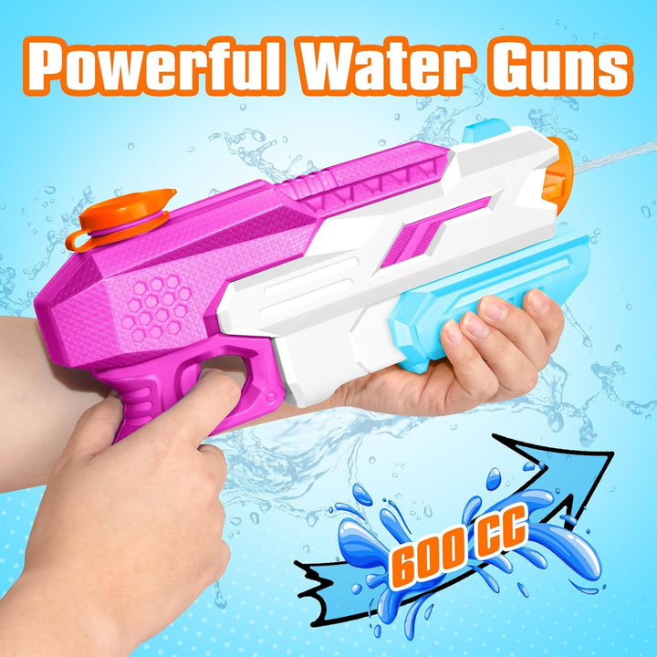 600Cc Water Gun for Kids Adults：6 Pack Squirt Blasters Super Water Gun Soaker with Long Range High Capacity for Boys Girls Summer Swimming Pool Beach Outdoor Water Fighting Play Toys Party Favors