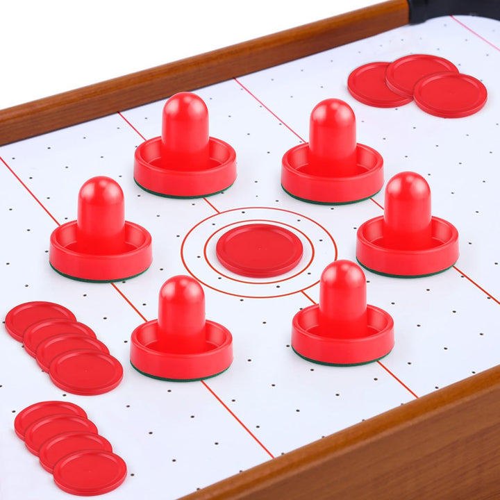 3 Sets 60Mm Mini Air Hockey Pucks and Paddles Air Hockey Pushers Pucks Goal Handles Paddles Red Replacement Accessories for Game Tables (6 Strikers+12 Pucks)