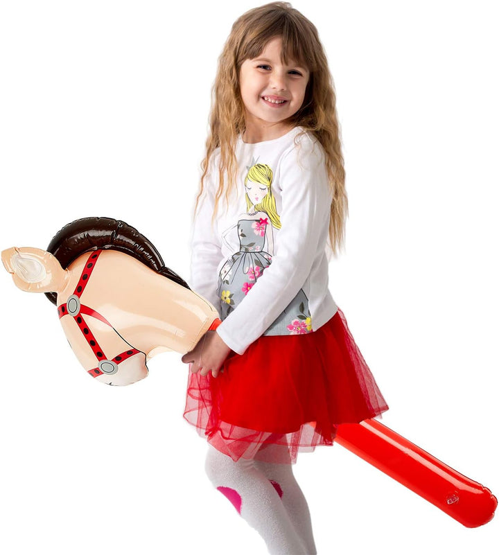 3 Pieces Inflatable Stick Horse Inflatable Horsehead Stick for Theme Party Decoration, 37 Inches