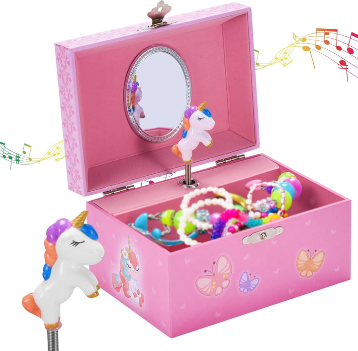 Jewelry Box for Girls - Girls Bedroom Accessories, Musical Jewelry Boxes with Spinning Unicorn Doll, Beautiful Dreamer Tune - Perfect Unicorn Birthday Gift for Kids 3 and Up