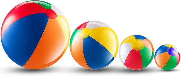 4-Pcs Assorted Inflatable Beach Balls - Rainbow Beach Balls for Kids in 6", 12", 16", 24" Sizes - Colorful Blow up Pool Toys for Beach Games, Summer Party Decor & Outdoor Fun