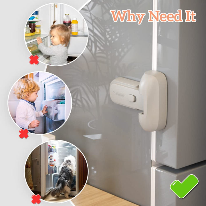 Mom'S Choice Gold Awards Winner -  1 Pack Updated Child Proof Refrigerator/Fridge/Freezer Door Lock Apply to Max 1"(25Mm) Sealing Strip for Toddlers and Kids, No Tools Need or Drill (Grey)