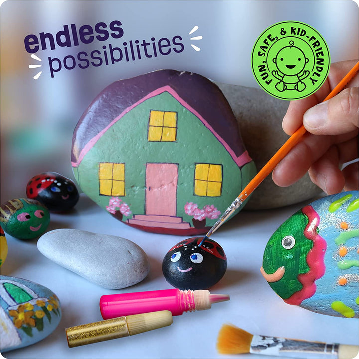 Kids Rock Painting Kit - Glow in the Dark - Arts & Crafts Gifts for Boys and Girls Ages 6-12 - Craft Activities Kits - Creative Art Toys for 6, 7, 8, 9, 10, 11 & 12 Year Old Kid