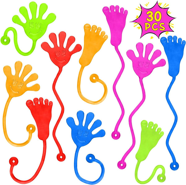Sticky Hands Bulk 30 PCS Party Favors for Kids 4-8,8-12 Year Stretchy Sticky Hand Feet Goodie Bags Stuffers for Kids Mini Classroom Prizes Student Gifts Teacher Must Haves Birthday Trinkets Slap Hand