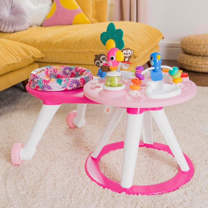 around We Go 2-In-1 Baby Walker, Discovery Activity Center and Table, Tropic Coral, Ages 6 Months+