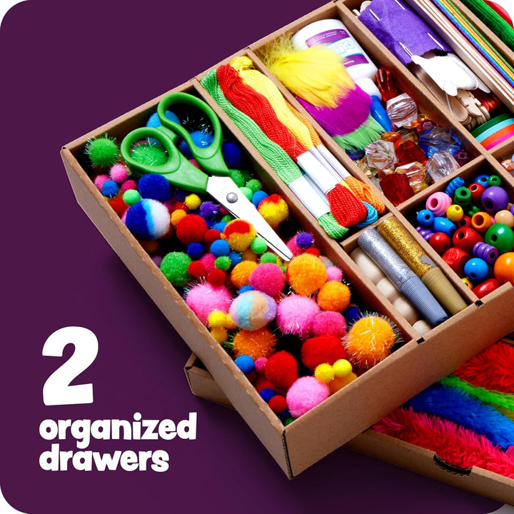 Arts and Crafts Vault - Craft Supplies Kit in a Box for Kids Ages 4 5 6 7 8 9 10 11 & 12 Year Old Girls & Boys - Crafting Set Kits - Gift Ideas for Kid Art Activity Gifts