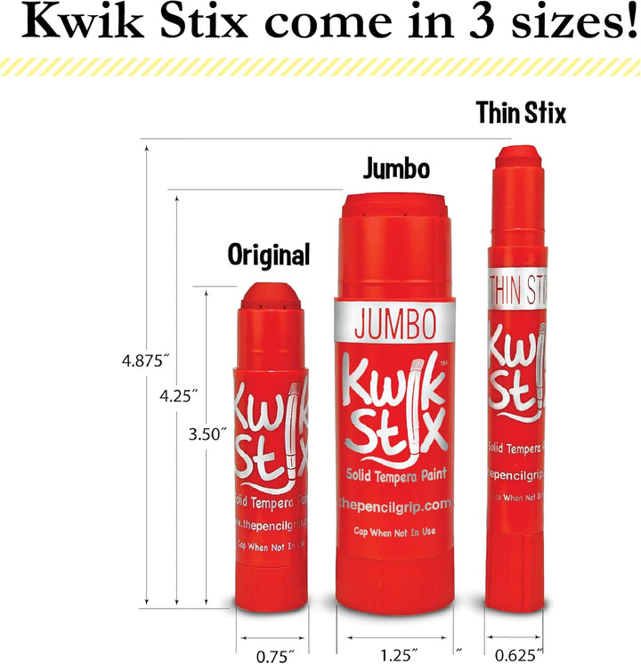 Kwik Stix Solid Tempera Paint Sticks, 12 Colors, Washable Paint Sticks for Kids, Super Quick Drying, Non-Toxic, Allergen Free, Comes in Classic Rainbow Colors, Ideal for Kids and Toddlers