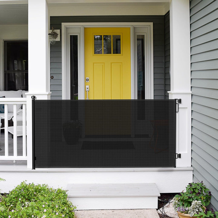 Retractable Baby Gates Extra Wide | 55" Wide X 38" Tall Dog Gates for Stairs | Indoor/Outdoor Use | Child Gates for Doorways, Deck, Porch, Hallways, Patio - Gray