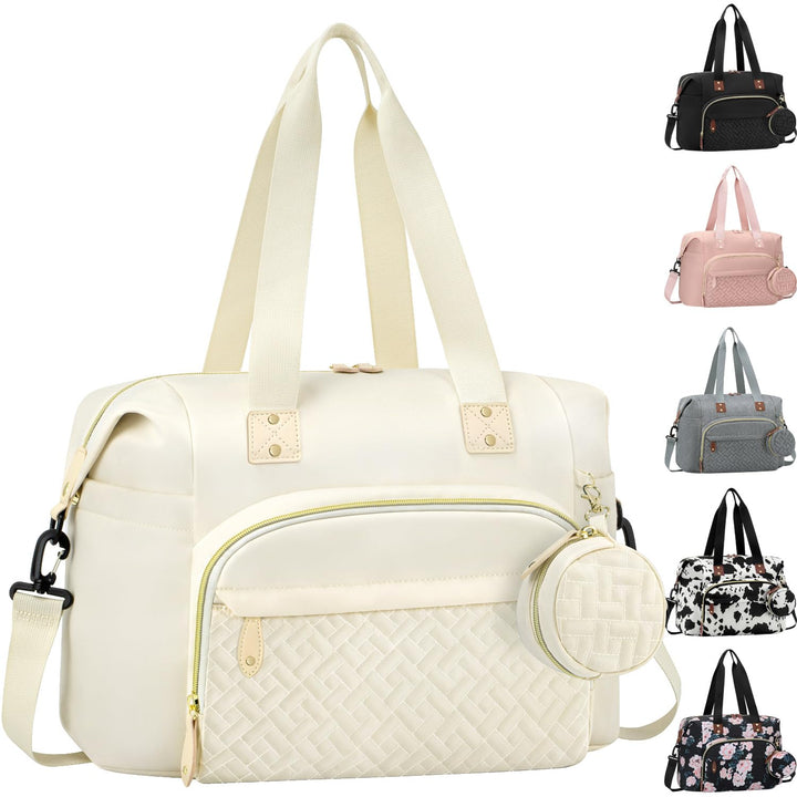 Diaper Bag Tote, Baby Bag Travel Diaper Tote Bag with Pacifier Case, Cute Maternity Hospital Baby Stylish Diaper Tote for Mom Dad Medium Size, Black