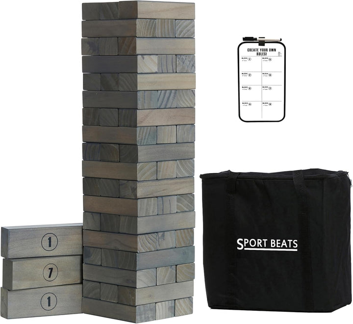 Outdoor Games Large Tower Game 54 Blocks Stacking Game Includes Carry Bag and Scoreboard