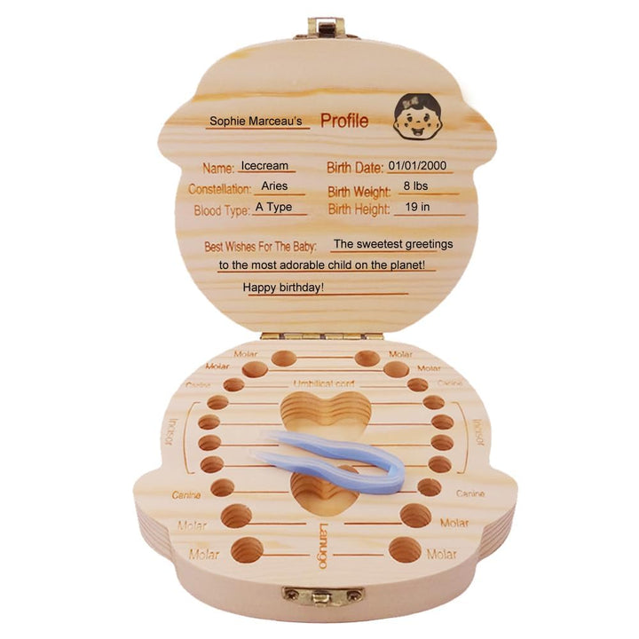 Baby Tooth Box Keepsake for Girls,Wooden Tooth Storage and Saver Box for Lost Teeth Children,Newborn Baby Birthday and Shower Gift