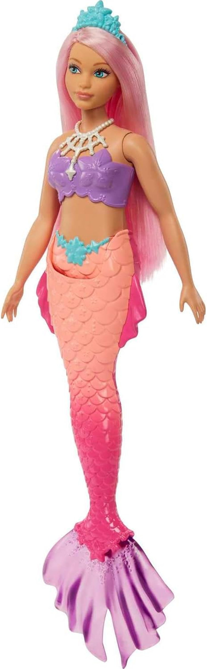 Mermaid Doll with Pink & Lilac Fantasy Hair & Headband Accessory, Toy with Shell-Inspired Bodice & Lavender Tail