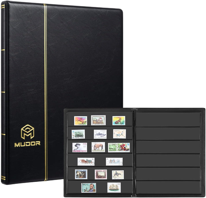 Stamp Collecting Album, 7 Rows Pockets Stamp Book for Collectors, 10 Sheets Stamp Stockbook