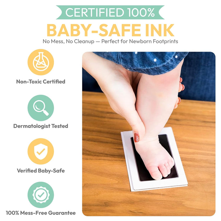 Clean Touch Ink Pad for Baby Handprints and Footprints – Inkless Infant Hand & Foot Stamp – Safe for Babies, Doesn’T Touch Skin – Perfect Family Memory or Gift – Black Print Kit by