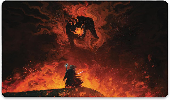 The Shadow and the Flame (Stitched) - MTG Playmat by Anato Finnstark - Compatible with Magic the Gathering Playmat, LOTR Lord of the Rings TCG - Original Designs