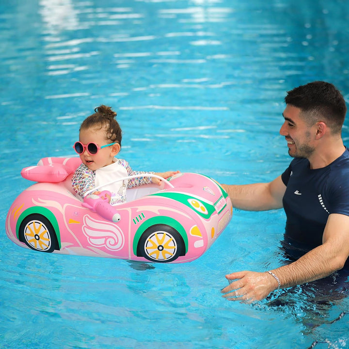 Swimbobo Toddler Pool Float with Seat Boat Inflatable Ride-On Car for Kids Outdoor Toys