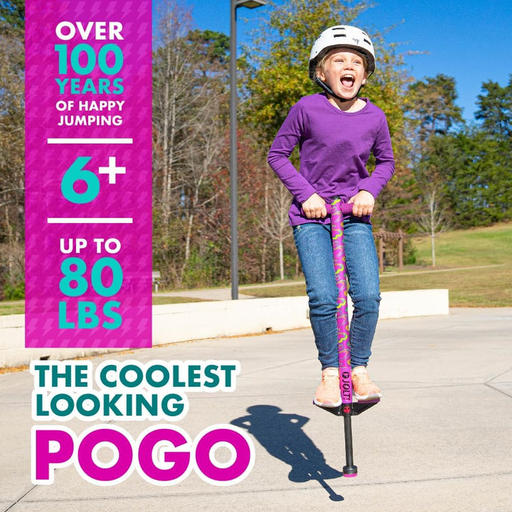 Jolt Pogo Stick for Kids Ages 6 and Up, 40 to 80 Pounds, Perfect for Beginners, Easy Grip Foam Handles, Anti-Slip Foot Pegs, Outdoor Jumper Toys for Boys & Girls, outside Toys for Kids