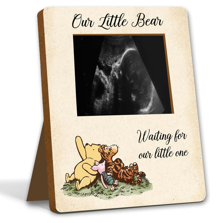 Winnie Pregnancy Milestone Keepsake & Ultrasound Picture Frame - Baby Shower Sign & Decor - Gifts for Gender Reveal