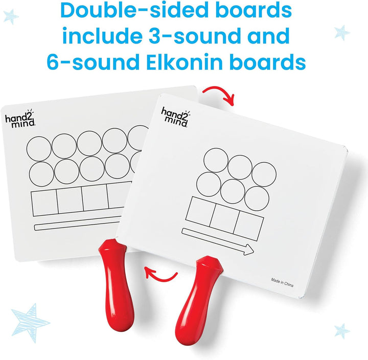 Elkonin Box Magnetic Answer Board, Word Mapping Paddles, Elkonin Boxes Dry Erase Blending Board, Phonemic Awareness, Phonics Manipulatives, Science of Reading Classroom Materials (Set of 6)