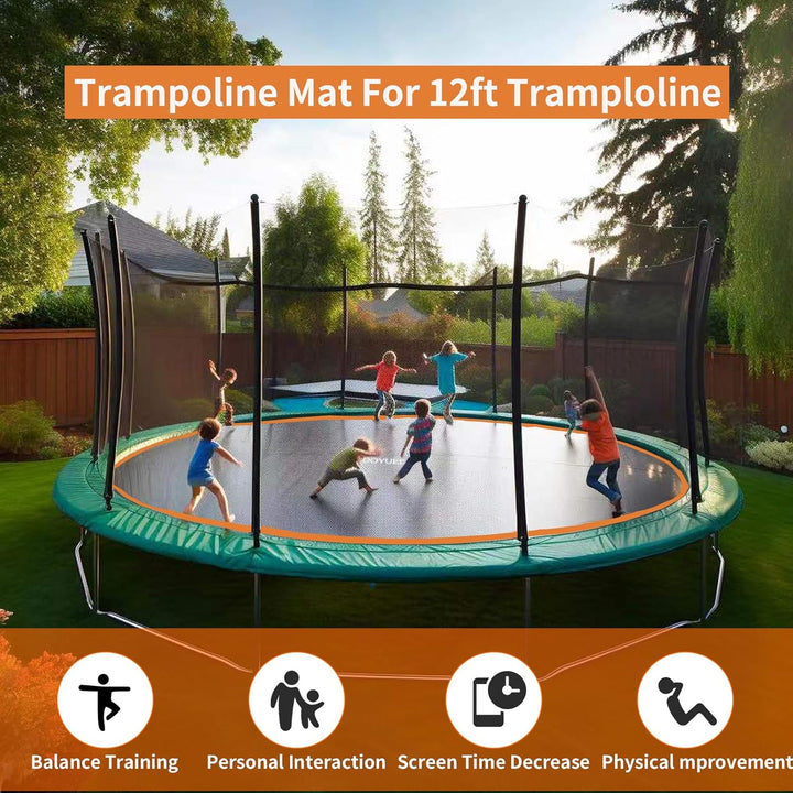 Trampoline Mat，10.56Ft/126.8In Diameter Mat with 72 Rings,Fits 12FT Trampoline Frame Use 5.3"-5.7" Springs,Spring and Frame Not Included