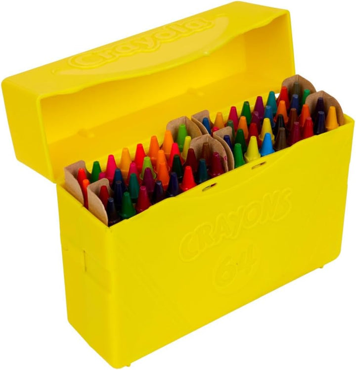 Crayon Box (64 Count), with Limited Edition Colors & Plastic Case, Arts & Crafts Coloring Supplies for Kids, Back to School Essentials, Ages 3+