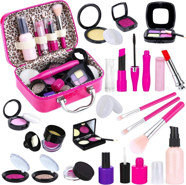 Pretend Makeup Kit for Girls, Kids Pretend Play Makeup Set - with Cosmetic Bag for Birthday Christmas, Toy Makeup Set for Toddler, Little Girls Age 3+(Not Real Makeup)