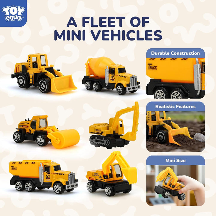 35 PCS Construction Toys, Toy Trucks for Kids Ages 4-8, Small Vehicles Mini Excavator, Cake Topper Decoration, Bulldozer for Boys, Kids Play Set Birthday Gifts
