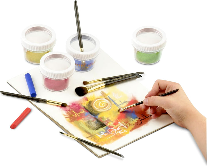 Pastel Sharpener & Shaper with Storage Jar Shapes Soft Pastels to a Point or Shape - Complete Set with Wire Brush, Mesh Funnel & Storage Jars