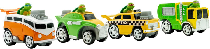 , 1:64Th Diecast Shell Riders Set, Classic Styling, Leo, Raph, Donatello, and Mikey, Ages 3+