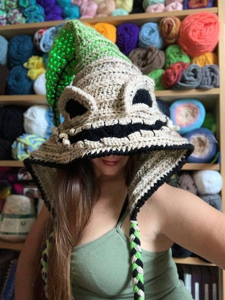 Burlap Chap Crochet Hood, Crochet Halloween Headdress, Hooded Scarf, Party Cosplay Costume