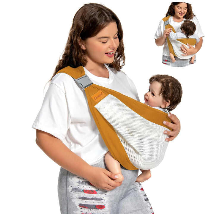 Baby Sling Carrier, Baby Carrier Newborn to Toddler(7-45Lbs), Toddler Carrier with Safety Buckle, One Shoulder Adjustable Shoulder Strap, One Size Fits All, Grey