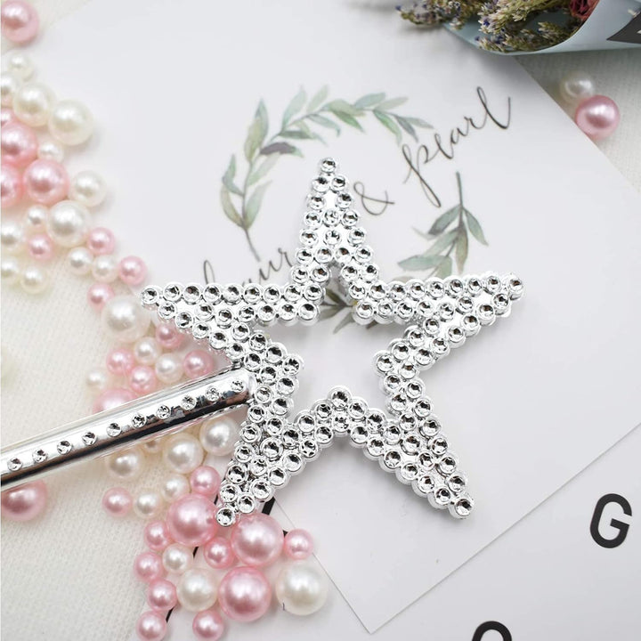 Silver 13 Inches Star Wand Angel Wand Sticks Princess Wand Fairy Wand Plating Wand Silver Star Wands for Halloween, Christmas, Thanksgiving, Holiday Shows