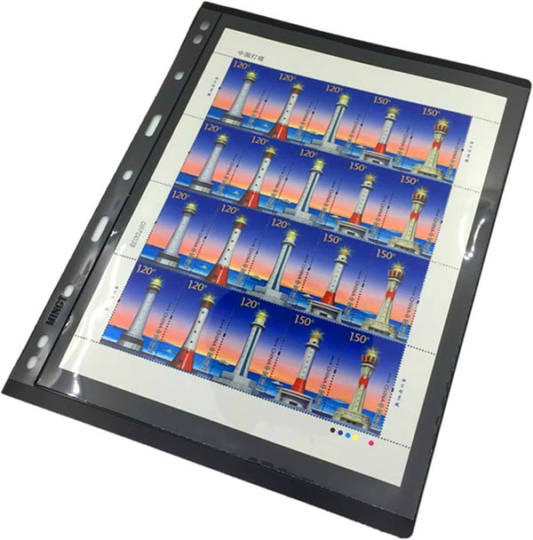 20 Sheet Stamp Pages, 1 Rows Pages for Stamp Collectors, 9-Hole Standard Page Fit Stamp Album Binder, Professional Pack