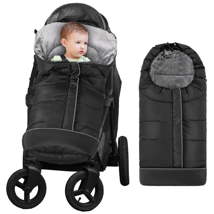 Stroller Cover for Winter, Toddler Stroller Footmuff Universal for Most Stroller, Water Resistant Warm Coral Baby Stroller Bunting Sleeping Bag Blue