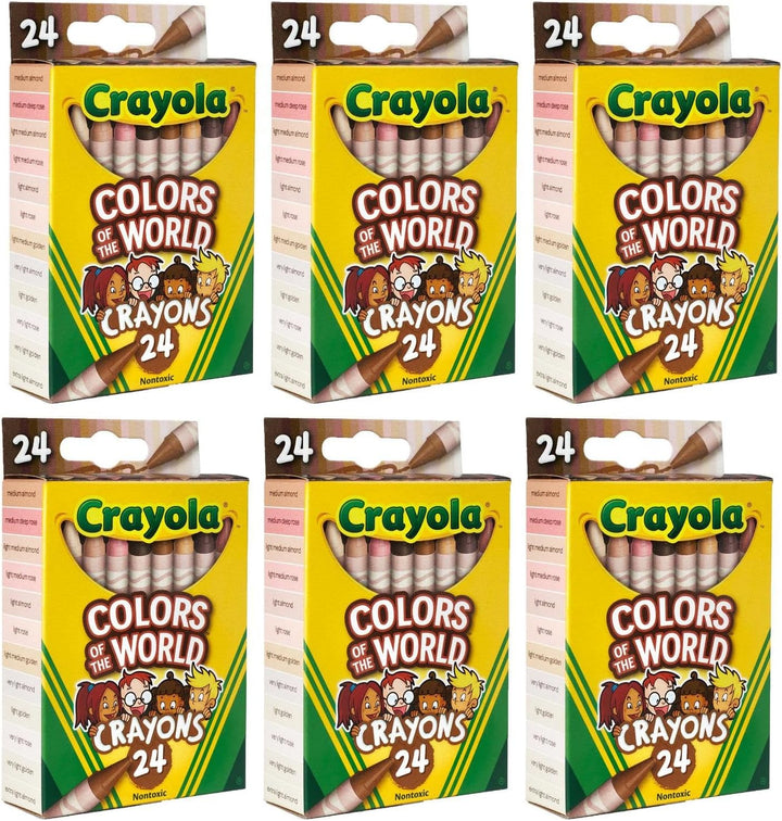 Bulk Crayon Set, Colors of the World, Multicultural Crayons, School Supplies, 6 Sets of 24 Colors