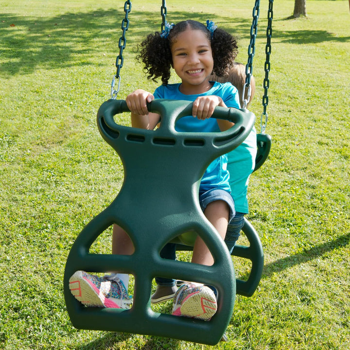 WS 3452 Heavy Duty Two Person Dual Glider Swing, with Coated Chains to Prevent Pinching, 18" W X 25 in H X 40" L, Green