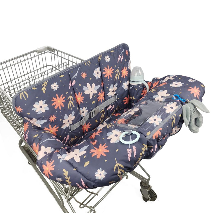 Shopping Cart Cover for Baby, 2 in 1 High Chair Cover for Restaurant Seat & Grocery Cart Cover for Babies, Thick Padded with Clear Phone Pouch, Machine Washable, Leaves